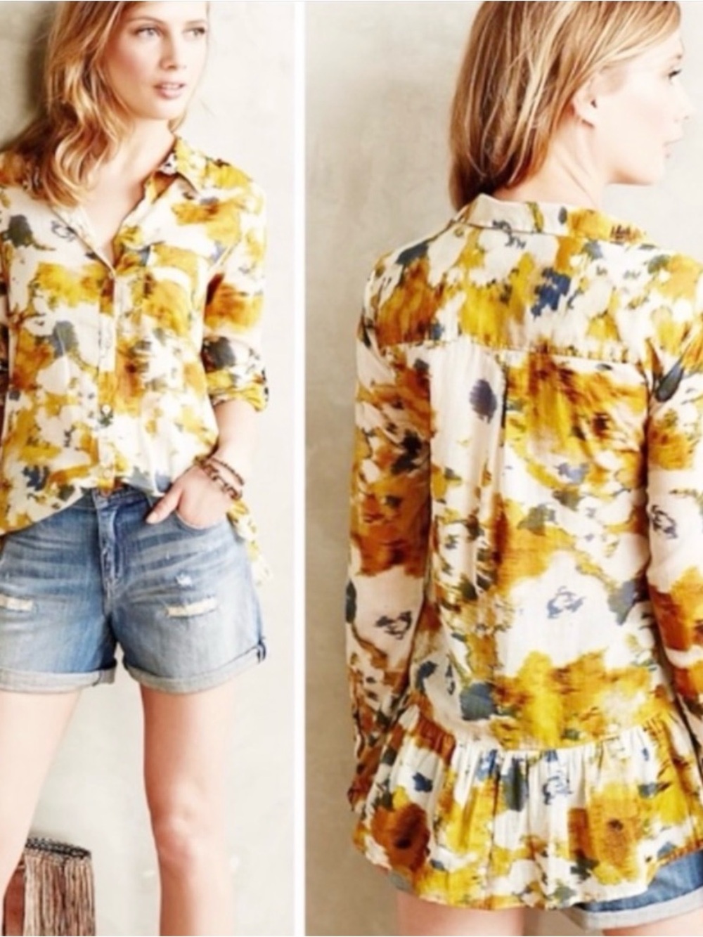 Anthropologie Holding Horses Button Down Shirt Sz 6